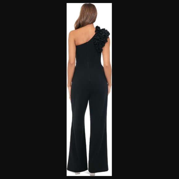 *NEW* XSCAPE Black One Shoulder Crepe Scuba Jumpsuit